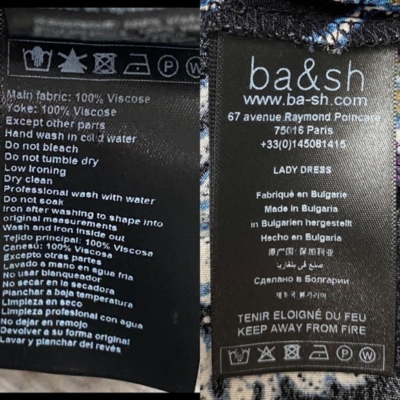 Ba&sh Vienne Black Floral Midi Dress Boho Wedding Guest US 6 - Picture 15 of 16